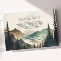 Watercolor Mountains Pine Forest Wedding Details Enclosure Card