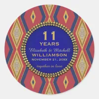 Celebration Anniversary Red Gold Blue Harlequin Classic Round Sticker