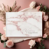 Modern Marble Glitter Wedding Rose Gold ID816 Guest Book