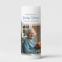 Golden Cross and Flowers Memorial Keepsake Pillar Candle