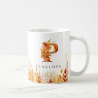Monogram Fall Leaves Initial Letter P Coffee Mug