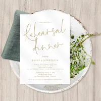 Elegant Gold Text Wedding Rehearsal Dinner Invitation