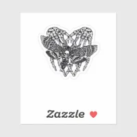 Deathshead Moth Classic Skeleton Hand Heart Style Sticker
