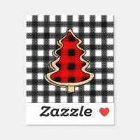 Buffalo Plaid, Red Gingham Christmas Trees    Sticker