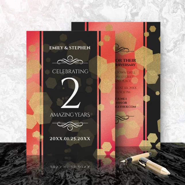 Elegant 2nd Garnet Wedding Anniversary Celebration Invitation