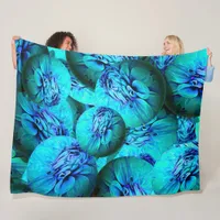  Turquoise and blue spheres in 3D optics Fleece Blanket