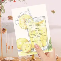 Cute Baby Lemonade Sip And See Baby Shower  Invitation