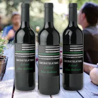 Thin Green Line Military Retirement Congratulation Wine Label