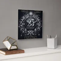 Silver Bliss: 25th Anniversary Square Wall Clock