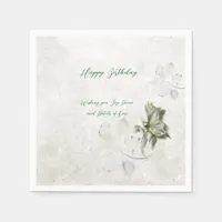 Delicate botanical birthday party paper napkins 