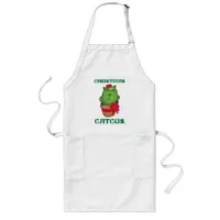 Christmas Catcus Holiday Cactus Cartoon Cat Long Apron