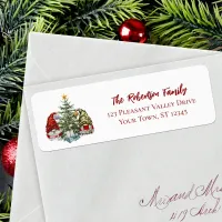 Watercolor Christmas Gnomes Return Address Label