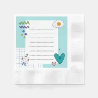 Square Cute Doodle Cartoon Memo Notes Napkins