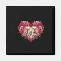 Skeleton Couple Holding Hands Inside A Heart Of Ro Magnet