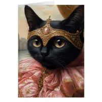 A Royal Black Cat in Pink and Gold