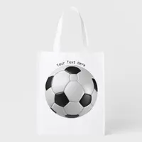 Soccer Ball Football Black White Custom Text Grocery Bag