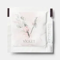 Blush Pink Watercolor Floral Monogram Letter V Hand Sanitizer Packet