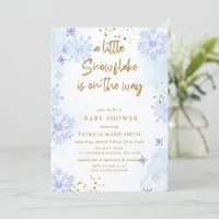 Blue Snowflake is on the way Winter Baby Shower Invitation