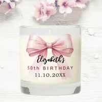 Pink bow elegant birthday scented candle