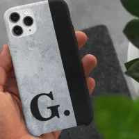 Black Monogram Cement Concrete Background For Men iPhone 11 Case