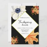 Thanksgiving Dinner Party Elegant Fall Floral Invitation