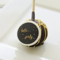 60th birthday black gold typography script cake pops