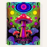 Psychedelic Vibrant Colorful Retro Mushrooms Notebook