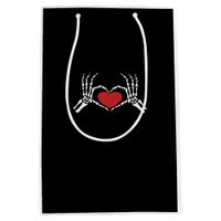 Kids Skeleton Hand Heart Valentines Day Cool Class Medium Gift Bag