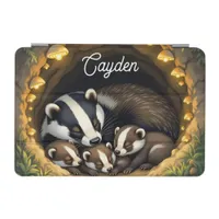 Cute  Badger Family Personalized iPad Mini Cover