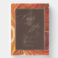 Abstract Agate Cards & Gifts Hot Orange ID827 Wooden Box Sign