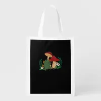 Cute Frog Playing Flute Cottagecore  Goblincore Ae Grocery Bag