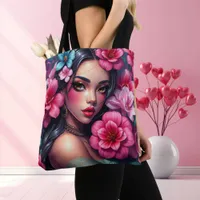 Beautiful Hispanic Anime Woman Tote Bag