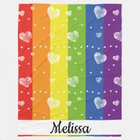 Rainbow Flag | Hearts | Name | Fleece Blanket