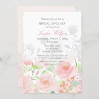 Rustic Watercolor Floral Blush Bridal Shower Invitation