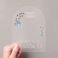 Boho Watercolor Wildflowers Acrylic Invitations