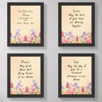 God Bless Our Home Floral Wildflowers Beige Wall Art Sets