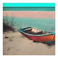 Stranded Boat on a Sandy Beach | AI Generated Art Photo Print