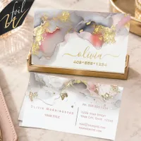 Ethereal Gold and Gray Marble Foil Business Cards