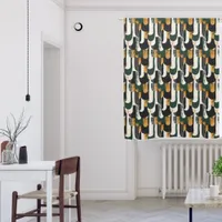 Colorful Scalloped Black, Green and Gold Pattern Blackout Curtains