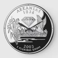 Faux Arkansas State Quarter Crater of Diamonds Large Clock