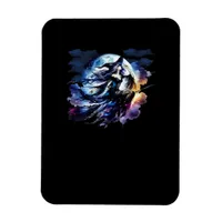 Whimsigoth Witch Flying Over Full Moon Women Kids  Magnet