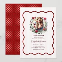 Drunk in Love Romantic Red Wine Bachelorette Party Invitation