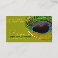 Peacock Feather Damask Home Decor Designer Business Card