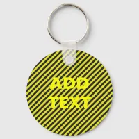 Thin Black and Yellow Diagonal Stripes Keychain