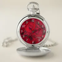 Deep red roses pattern  pocket watch