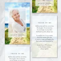 Watercolor Beach Photo Funeral Prayer Card