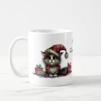 Cute Christmas Cat with Presents Quirky Kitten Coffee Mug