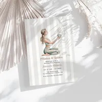 Neutral Preppy Wellness Pilates & Lattes Birthday Invitation
