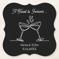 A Toast to Forever | Personalized Wedding Paper Coaster