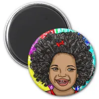 Happy Curls Pop Art Laughing Girl  Magnet